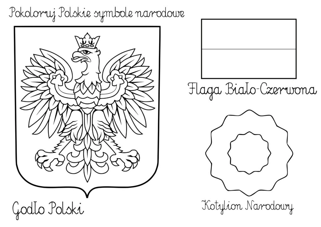 Kolorowanka Polskie symbole narodowe